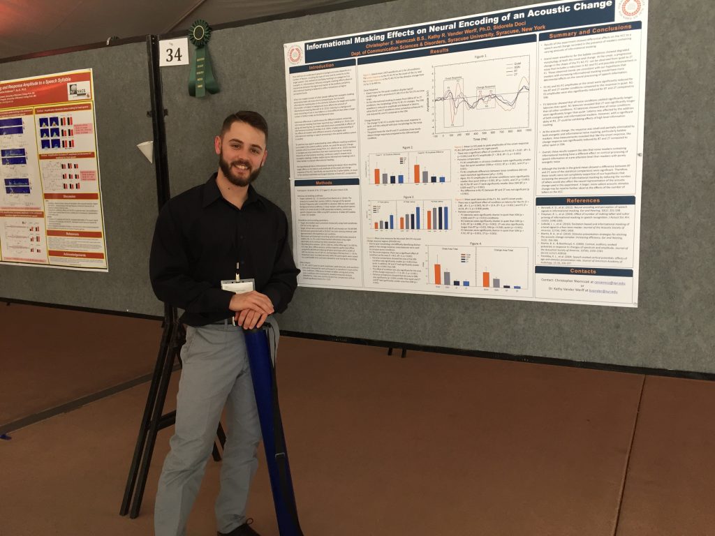 Chris presenting his poster at the American Auditory Society Conference.